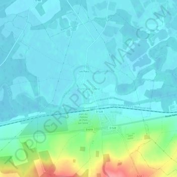 Mapa topográfico Pont-sur-Seine, altitude, relevo