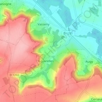 Mapa topográfico La Garenne, altitude, relevo