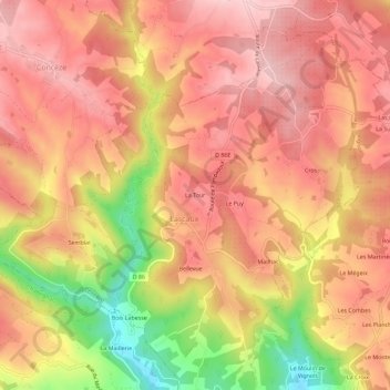 Mapa topográfico La Tour, altitude, relevo