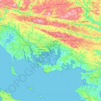 Mapa topográfico Vannes, altitude, relevo