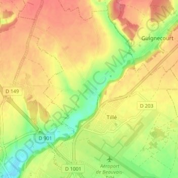 Mapa topográfico Rieux, altitude, relevo