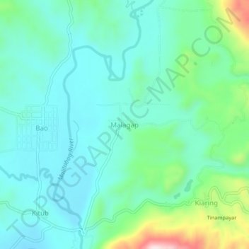Mapa topográfico Malagap, altitude, relevo