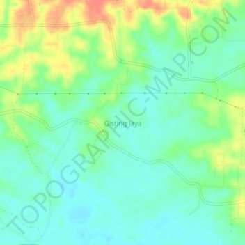 Mapa topográfico Gisting Jaya, altitude, relevo