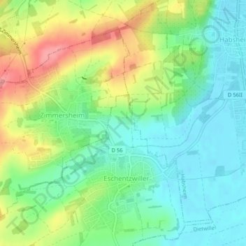 Mapa topográfico Bingle, altitude, relevo