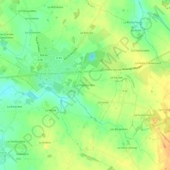 Mapa topográfico La Chardonnière, altitude, relevo