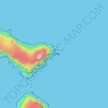 Mapa topográfico Cape Pillar, altitude, relevo