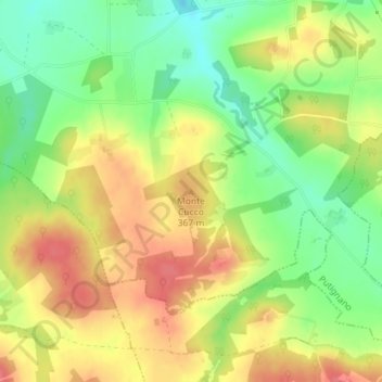 Mapa topográfico Monte Cucco, altitude, relevo