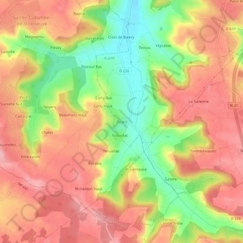 Mapa topográfico Picard, altitude, relevo