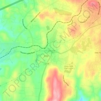 Mapa topográfico El Dorado, altitude, relevo