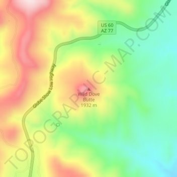 Mapa topográfico Wild Dove Butte, altitude, relevo