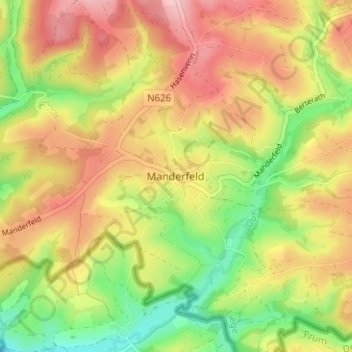 Mapa topográfico Manderfeld, altitude, relevo