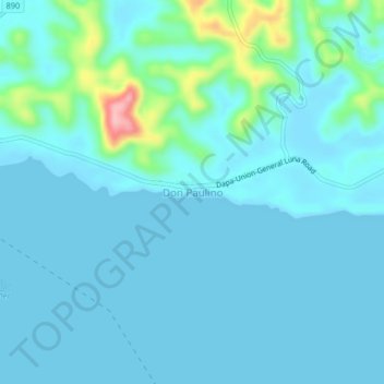 Mapa topográfico Don Paulino, altitude, relevo
