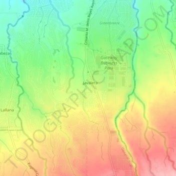 Mapa topográfico Javalera, altitude, relevo
