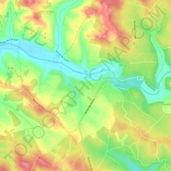 Mapa topográfico La Peyre, altitude, relevo