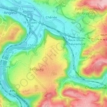 Mapa topográfico Mehagne, altitude, relevo