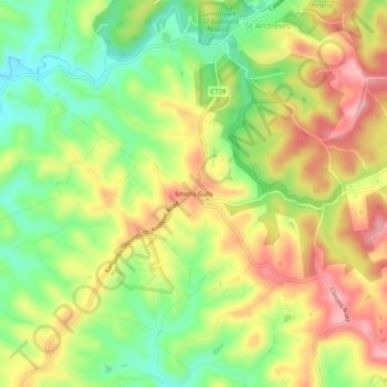 Mapa topográfico Smiths Gully, altitude, relevo