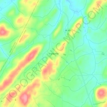 Mapa topográfico Tranquillity, altitude, relevo