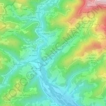 Mapa topográfico Le Sauze, altitude, relevo