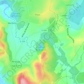 Mapa topográfico Cami, altitude, relevo