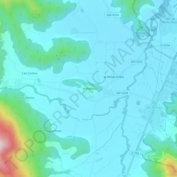 Mapa topográfico el Mallol, altitude, relevo