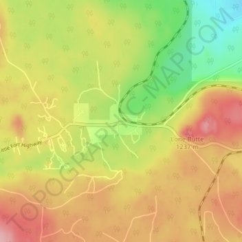 Mapa topográfico Lone Butte, altitude, relevo