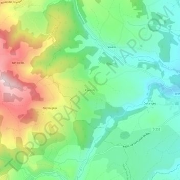 Mapa topográfico Pouzols, altitude, relevo