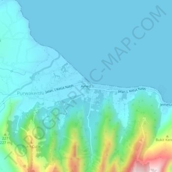 Mapa topográfico Amed, altitude, relevo