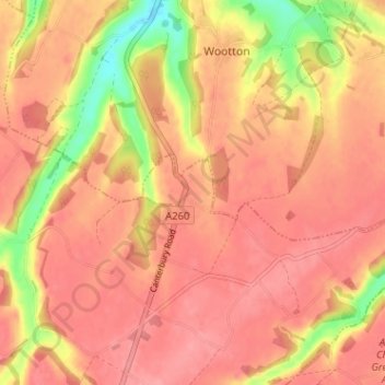 Mapa topográfico Selsted, altitude, relevo