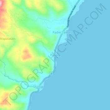 Mapa topográfico Pisong, altitude, relevo