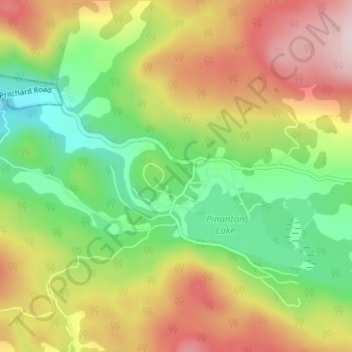 Mapa topográfico Pinantan Lake, altitude, relevo