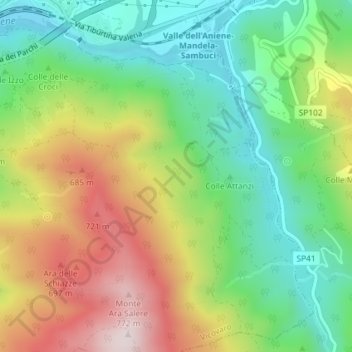 Mapa topográfico Le Tassata, altitude, relevo