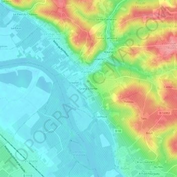Mapa topográfico Grand Chemin, altitude, relevo