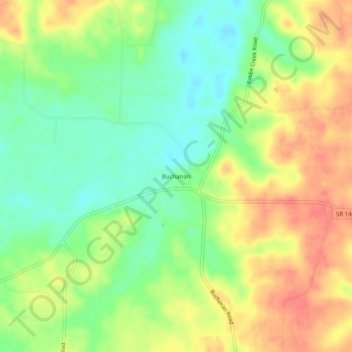 Mapa topográfico Buchanan, altitude, relevo