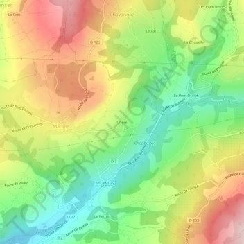 Mapa topográfico Grière, altitude, relevo