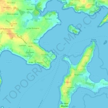 Mapa topográfico Port Blanc, altitude, relevo