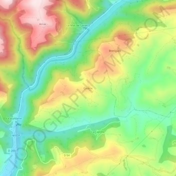 Mapa topográfico Costrix, altitude, relevo
