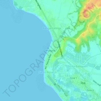Mapa topográfico Masigasig, altitude, relevo
