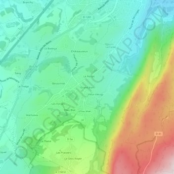 Mapa topográfico Grand Jean, altitude, relevo