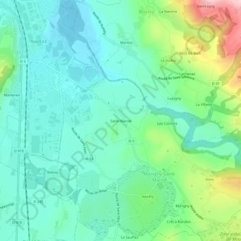 Mapa topográfico Saint-Marcel, altitude, relevo