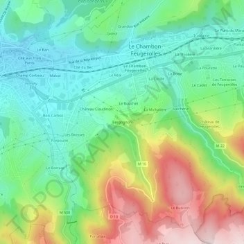 Mapa topográfico Bergognon, altitude, relevo