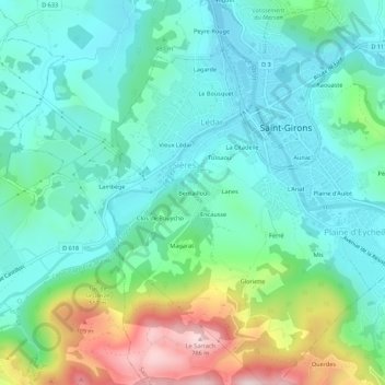 Mapa topográfico Bentaillou, altitude, relevo