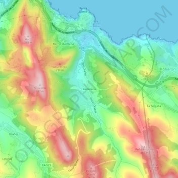 Mapa topográfico Baltezana, altitude, relevo