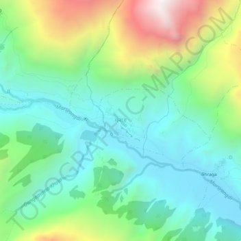 Mapa topográfico मनाङ, altitude, relevo