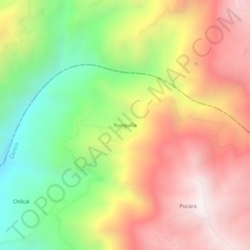 Mapa topográfico Yunguilla, altitude, relevo