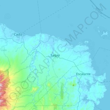 Mapa topográfico Sagay, altitude, relevo