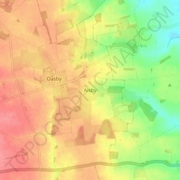 Mapa topográfico Aisby, altitude, relevo