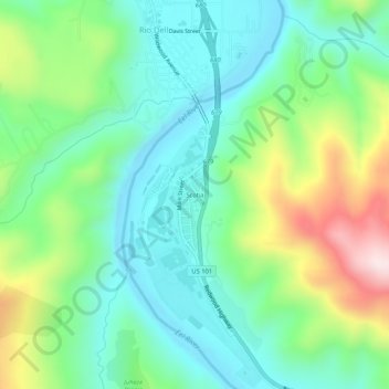 Mapa topográfico Scotia, altitude, relevo