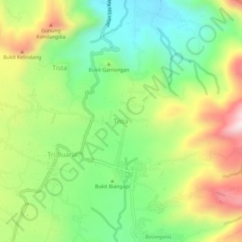 Mapa topográfico Tista, altitude, relevo