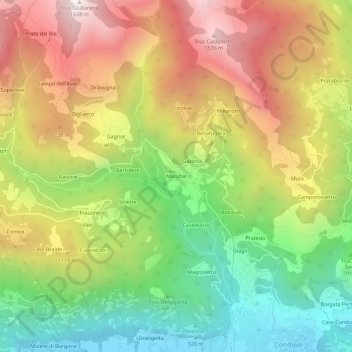 Mapa topográfico Mocchie, altitude, relevo