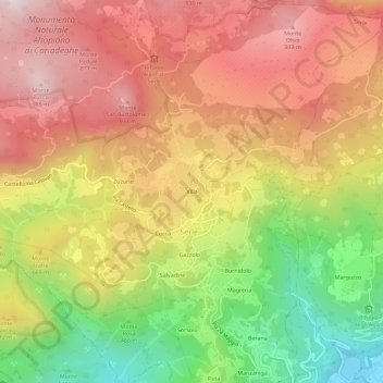 Mapa topográfico Villa, altitude, relevo